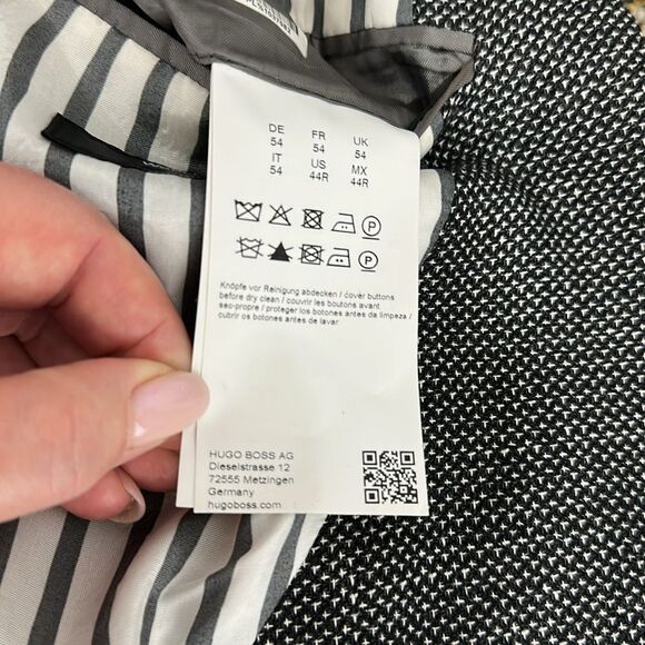 Hugo Boss Slim-Fit Blazer Jacket In Micro-Patterned Wool And Linen Size 44R - Picture 11 of 15